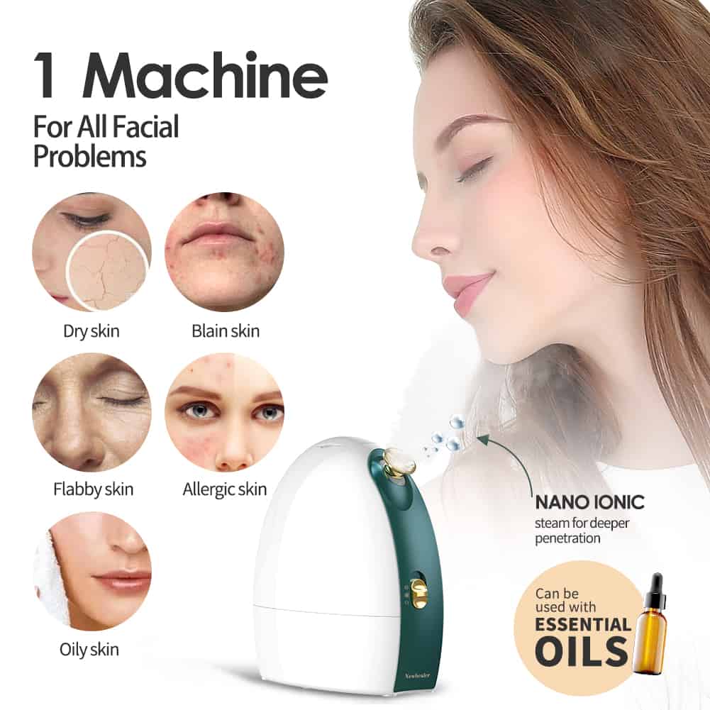 Newbealer Hot and Cold Facial Steamer Aromatherapy Too